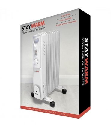 StayWarm 2000w 9 Fin Oil Radiator - Grey