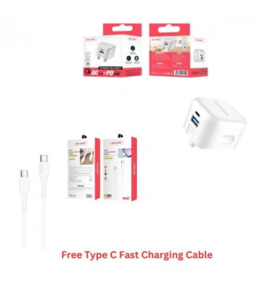 Ven-Dens Dual Port 20w Fast Charger With Fast Charging Type C to C Cable Free