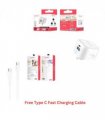 Ven-Dens Dual Port 20w Fast Charger With Fast Charging Type C to C Cable Free