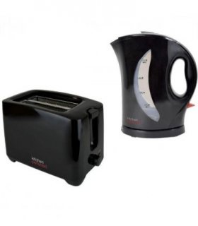 Kitchen Perfected Kettle 2000W Fast Boil 1.7l & 2 Slice Toaster Set - black