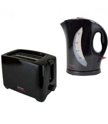 Kitchen Perfected Kettle 2000W Fast Boil 1.7l & 2 Slice Toaster Set - black