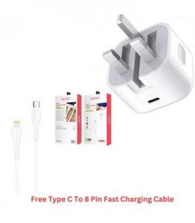 Ven-Dens 20w Fast Charger With Fast Charging Type C to 8 Pin Cable Free