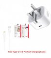 Ven-Dens 20w Fast Charger With Fast Charging Type C to 8 Pin Cable Free