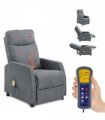 Fabric With 6-Point Massage Heating Function Recliner Light Gray