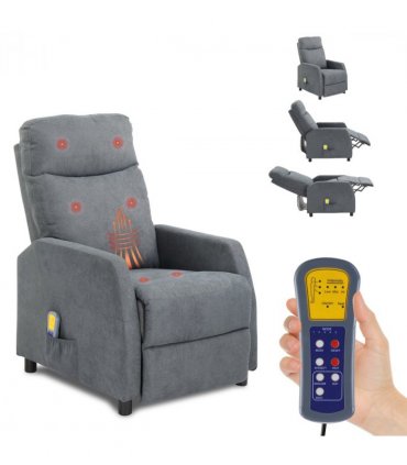 Fabric With 6-Point Massage Heating Function Recliner Light Gray