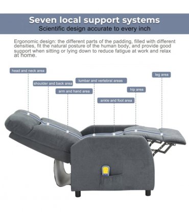 Fabric With 6-Point Massage Heating Function Recliner Light Gray