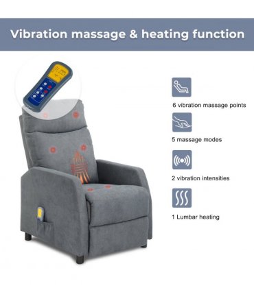 Fabric With 6-Point Massage Heating Function Recliner Light Gray