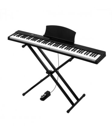 Glarry GPPS01-106 88 Key Folding Piano Semi-Weighted Standard Keyboards Digital Piano with double X type stand，MIDI Bluetooth, Handbag，Headphone，for Piano Lover Black color