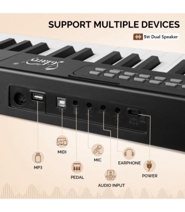 Glarry GPPS01-106 88 Key Folding Piano Semi-Weighted Standard Keyboards Digital Piano with double X type stand，MIDI Bluetooth, Handbag，Headphone，for Piano Lover Black color