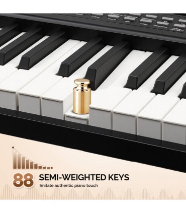 Glarry GPPS01-106 88 Key Folding Piano Semi-Weighted Standard Keyboards Digital Piano with double X type stand，MIDI Bluetooth, Handbag，Headphone，for Piano Lover Black color