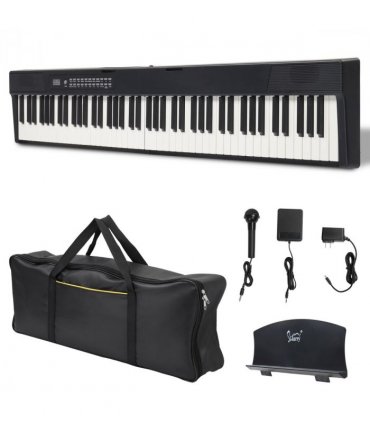 Glarry GPPS01-106 88 Key Folding Piano Semi-Weighted Standard Keyboards Digital Piano with MIDI Bluetooth, Handbag，Headphone，for Piano Lover Black color