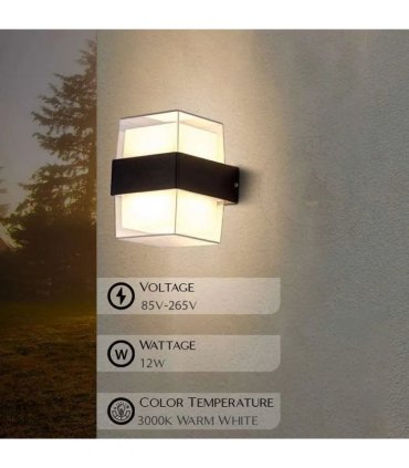 Cuboid Box 12W Up/Down IP54 LED Outdoor Wall Sconce Light~4963