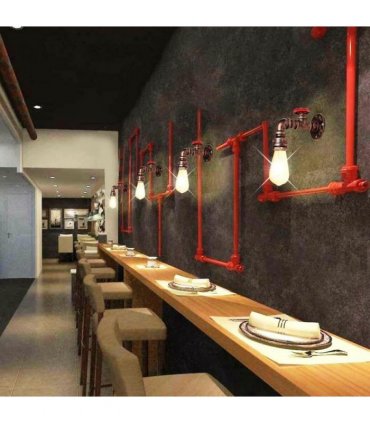 Rustic Red Industrial Water Pipe Wall Light E27~2885
