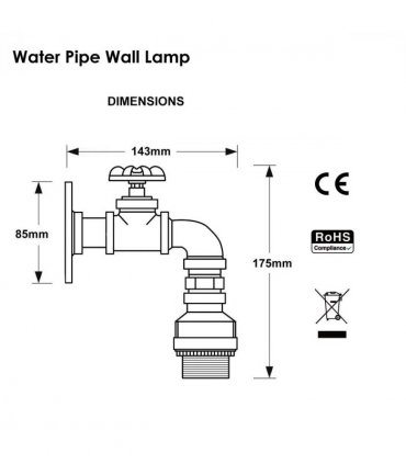 Rustic Red Industrial Water Pipe Wall Light E27~2885