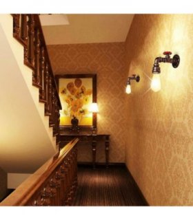 Brushed Silver Industrial Water Pipe Wall Light E27~2883