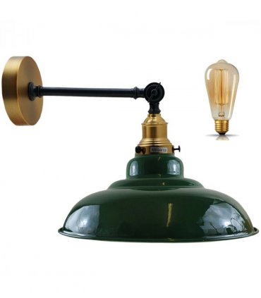 Green Shade With Adjustable Curvy Swing Arm Wall Light Fixture Loft Style Industrial Wall Sconce~3465