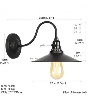 Retro Vintage Light Shade Ceiling Lifting Swan Neck Industrial Wall Lamp Fixture~2674