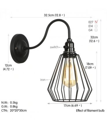 Black Cage wall lights ~2670
