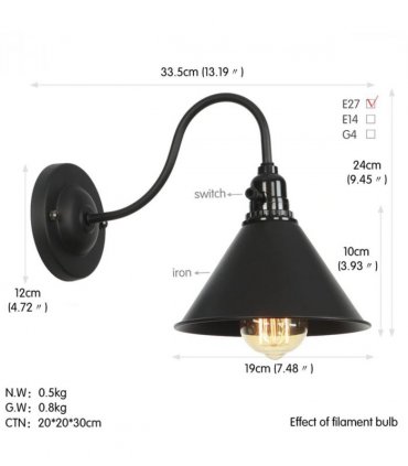 Black Cone Wall Light~2673