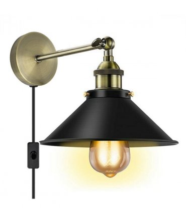 Vintage Plug-In Wall Light Black Sconce E27 Lamp~2271