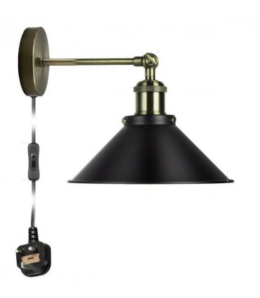 Vintage Plug-In Wall Light Black Sconce E27 Lamp~2271