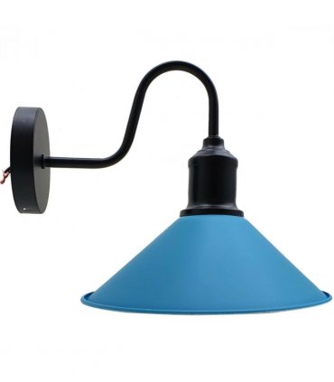 Blue Vintage Retro Industrial Swan Neck Metal Arm E27 Wall Light Lamp~2483