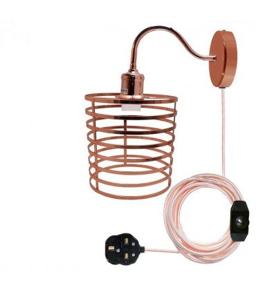 Retro Industrial Wall Sconce Light Plug in Wall Lamp Rose Gold~1564