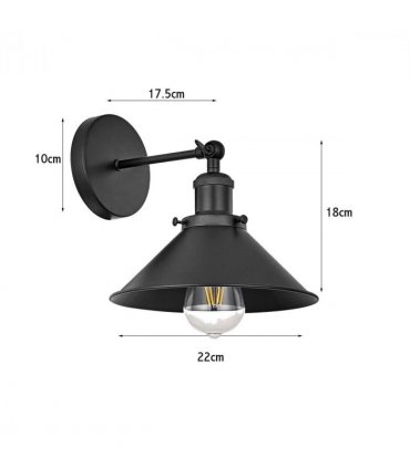 Wall Sconce Black Cone Shape Shade ~1502