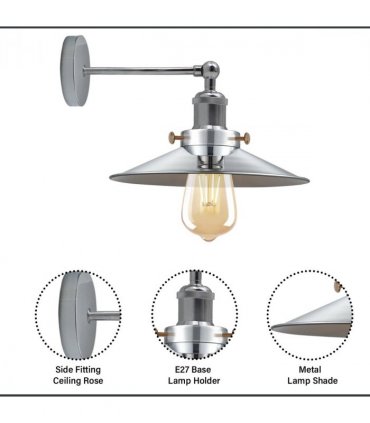 Satin Nickel Vintage Industrial E27 Adjustable Metal Sconce Wall Light ~2112