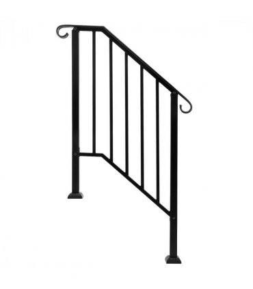 [Same Code：55022277  82359152]Artisasset Matte Black Outdoor 2-Step Iron Handrail