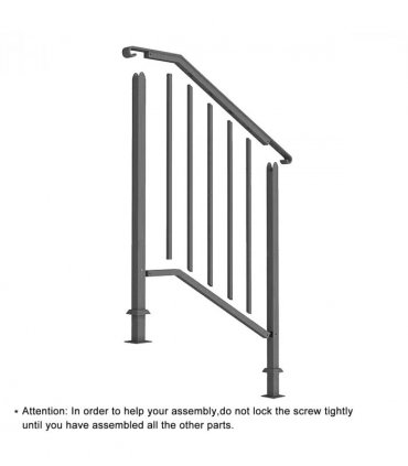 [Same Code：55022277  82359152]Artisasset Matte Black Outdoor 2-Step Iron Handrail
