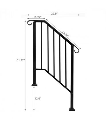 [Same Code：55022277  82359152]Artisasset Matte Black Outdoor 2-Step Iron Handrail