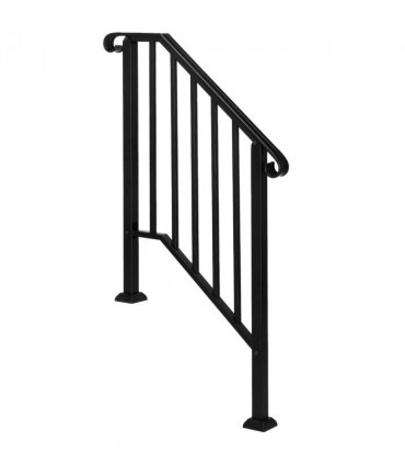 [Same Code：55022277  82359152]Artisasset Matte Black Outdoor 2-Step Iron Handrail