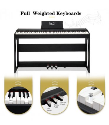 GDP-104 88 Keys Full Weighted Keyboards Digital Piano with Furniture Stand, Power Adapter, Triple Pedals, Headphone, for All Experience Levels Black【Same Model Code: 30505283】