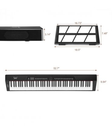 GPP-105 88 Key Full Size Semi-Weighted Standard Keyboards Digital Piano with Dual-tube X-Shape Stand, MIDI Bluetooth, Headphone，for Piano Lover Black color