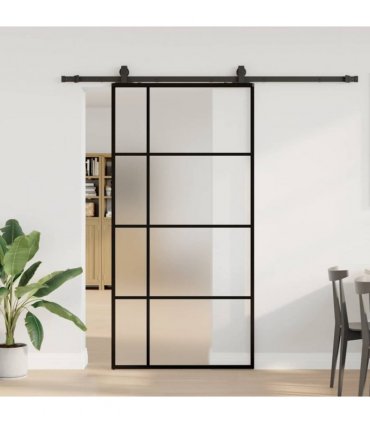 vidaXL Sliding Door with Hardware Set Black 102.5x205 cm ESG Glass