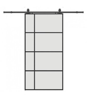 vidaXL Sliding Door with Hardware Set Black 102.5x205 cm ESG Glass
