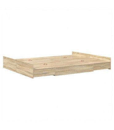 vidaXL Storage Bed Frame Sonoma Oak 140 x 200 cm Engineered Wood