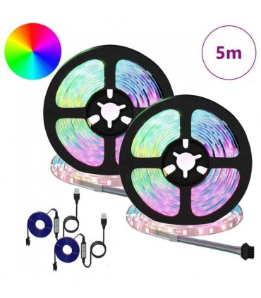 vidaXL LED Strip 2 pcs Black and Transparent 2500 mm