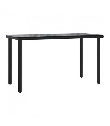 vidaXL Garden Dining Table Black 200x100x74cm Steel and Tempered Glass