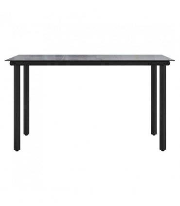 vidaXL Garden Dining Table Black 200x100x74cm Steel and Tempered Glass