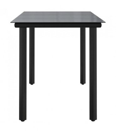 vidaXL Garden Dining Table Black 200x100x74cm Steel and Tempered Glass