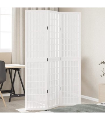 vidaXL Room Divider 3 Panels White Solid Wood Paulownia