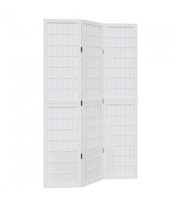 vidaXL Room Divider 3 Panels White Solid Wood Paulownia