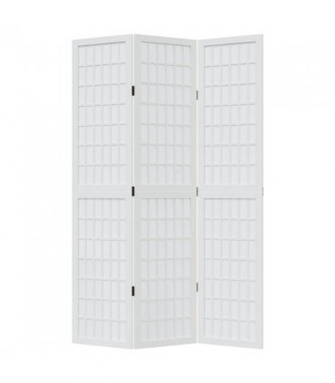 vidaXL Room Divider 3 Panels White Solid Wood Paulownia
