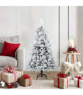 vidaXL Artificial Hinged Christmas Tree Snow Flocked White 120 cm