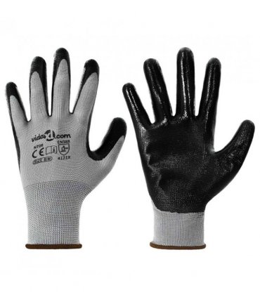vidaXL Work Gloves 24 pcs Grey and Black 8 / M Polyester