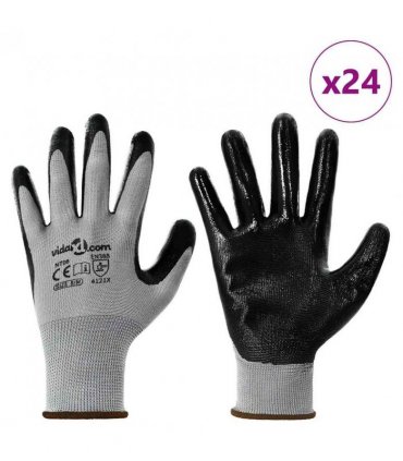 vidaXL Work Gloves 24 pcs Grey and Black 8 / M Polyester