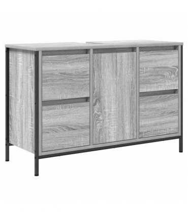 vidaXL Bathroom Furniture Set with Drawer 2 pcs Grey sonoma and Black