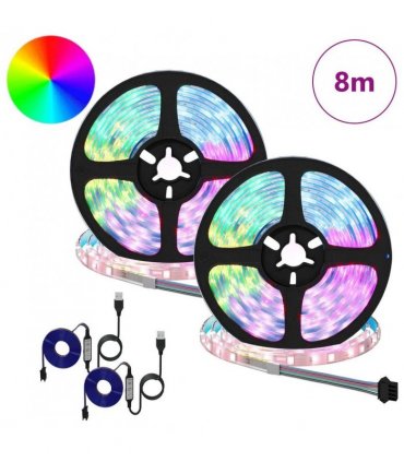 vidaXL LED Strip 2 pcs Black and Transparent 4000 mm